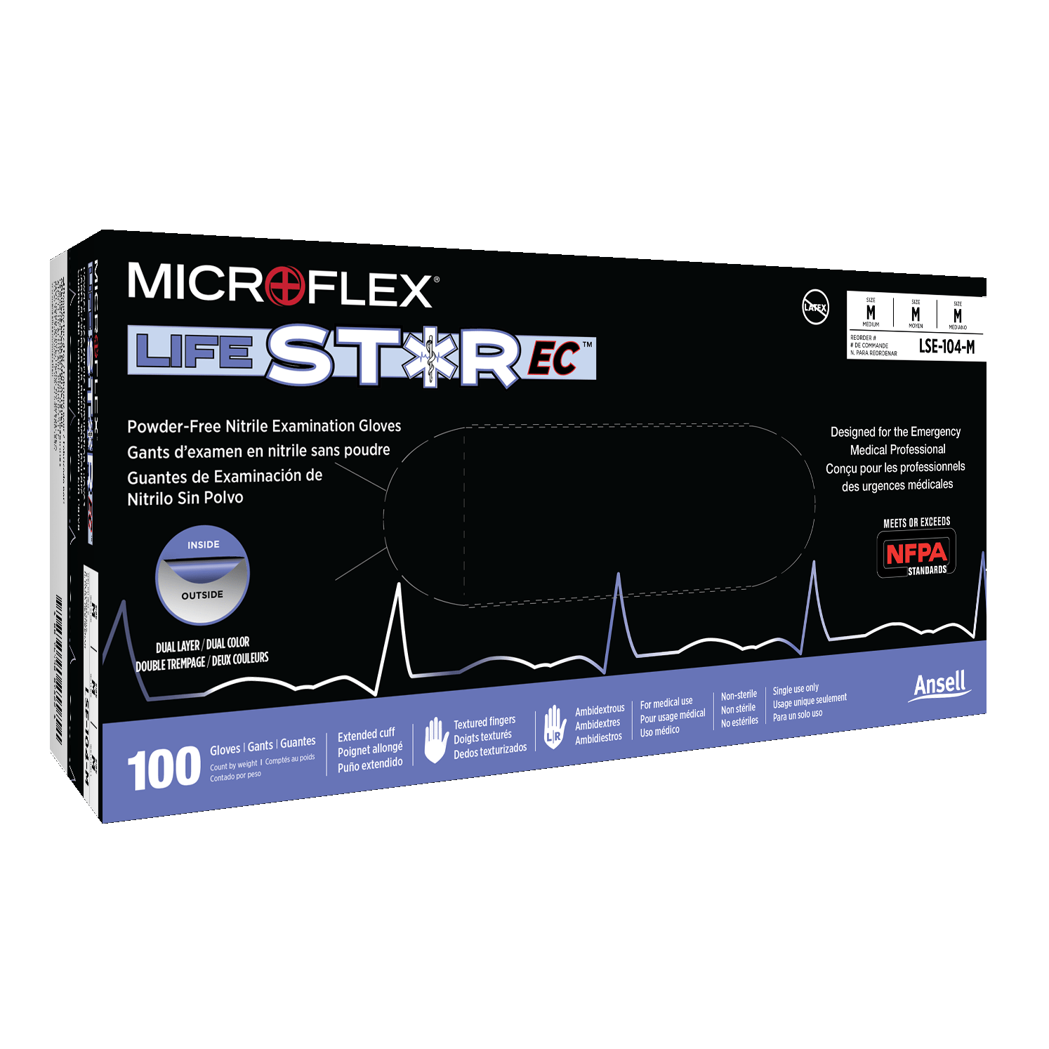 Ansell Healthcare Products-Ansell MICROFLEX® LIFESTAR EC™ LSE-104 Nitrile EMS Gloves-MedTech-1